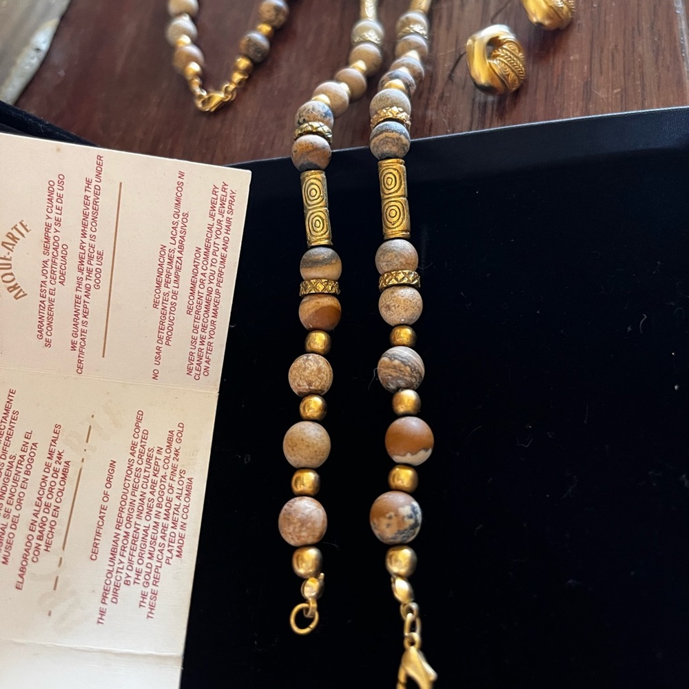 Arque Arte, 24k gold jewelry set; necklace, earrings and bracelet. Exquisite! - Picture 4 of 13